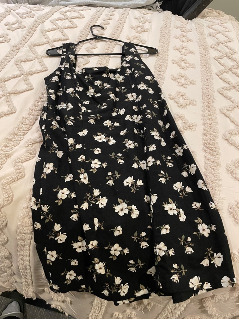 Old Navy Black Mini Dress with White Floral Print